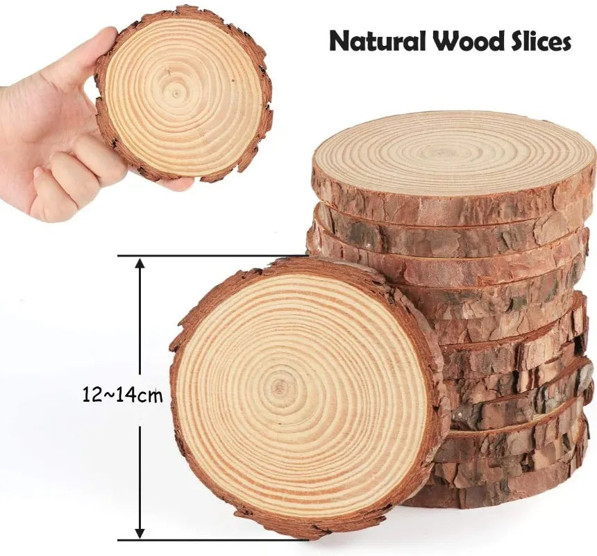 Natural Pine Wood Slices with Bark