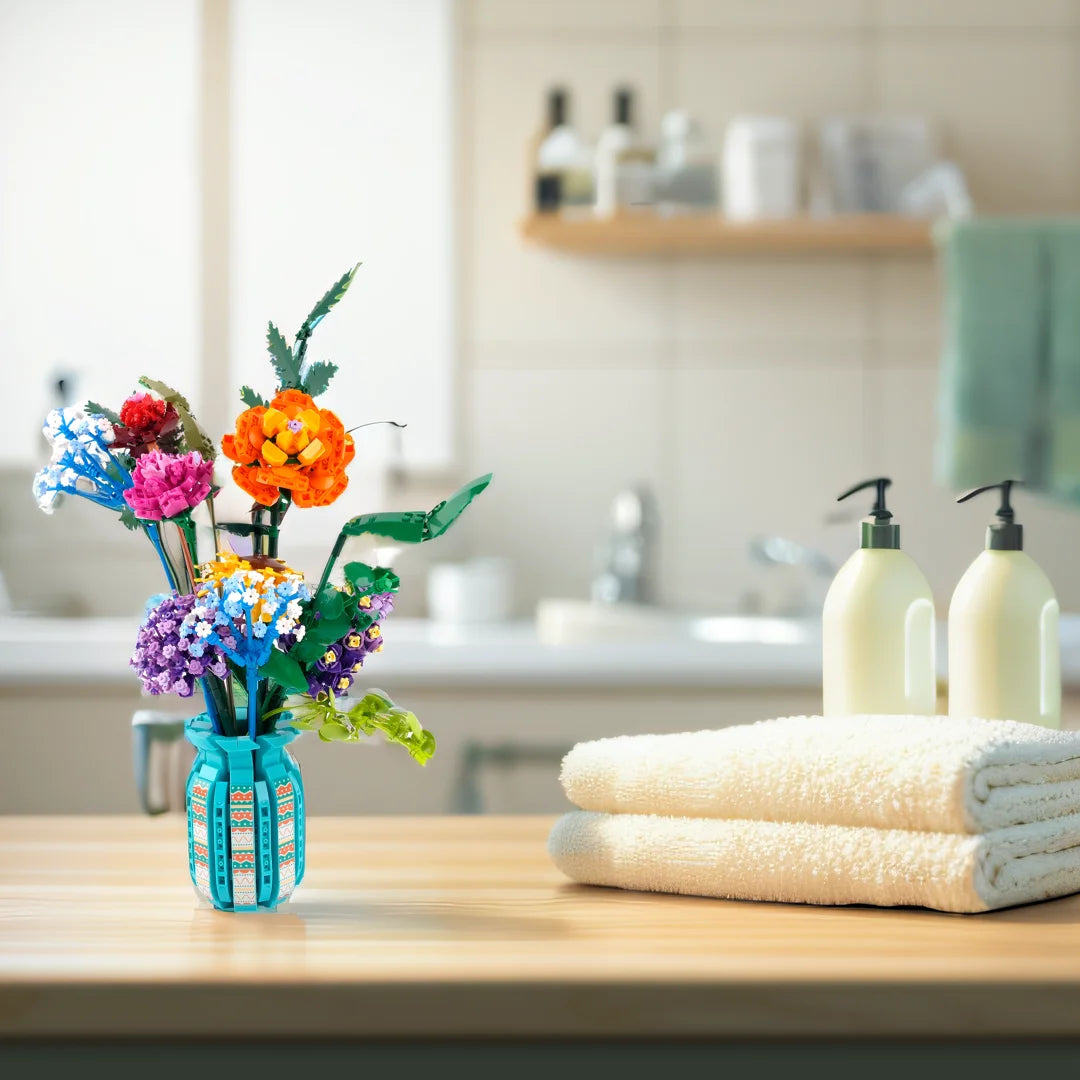 1853PCS Flower Bouquet Building Blocks with Vase