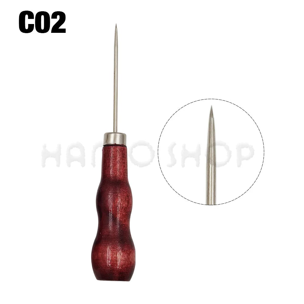Wooden Handle Awl Sewing Stitching Tool