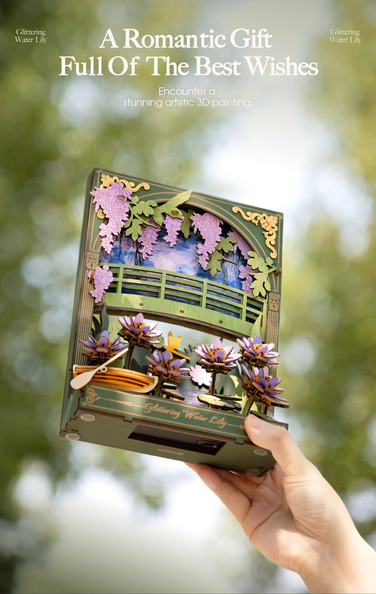 Robotime Glittering Water Lily 3D Wooden Puzzle with LED Light