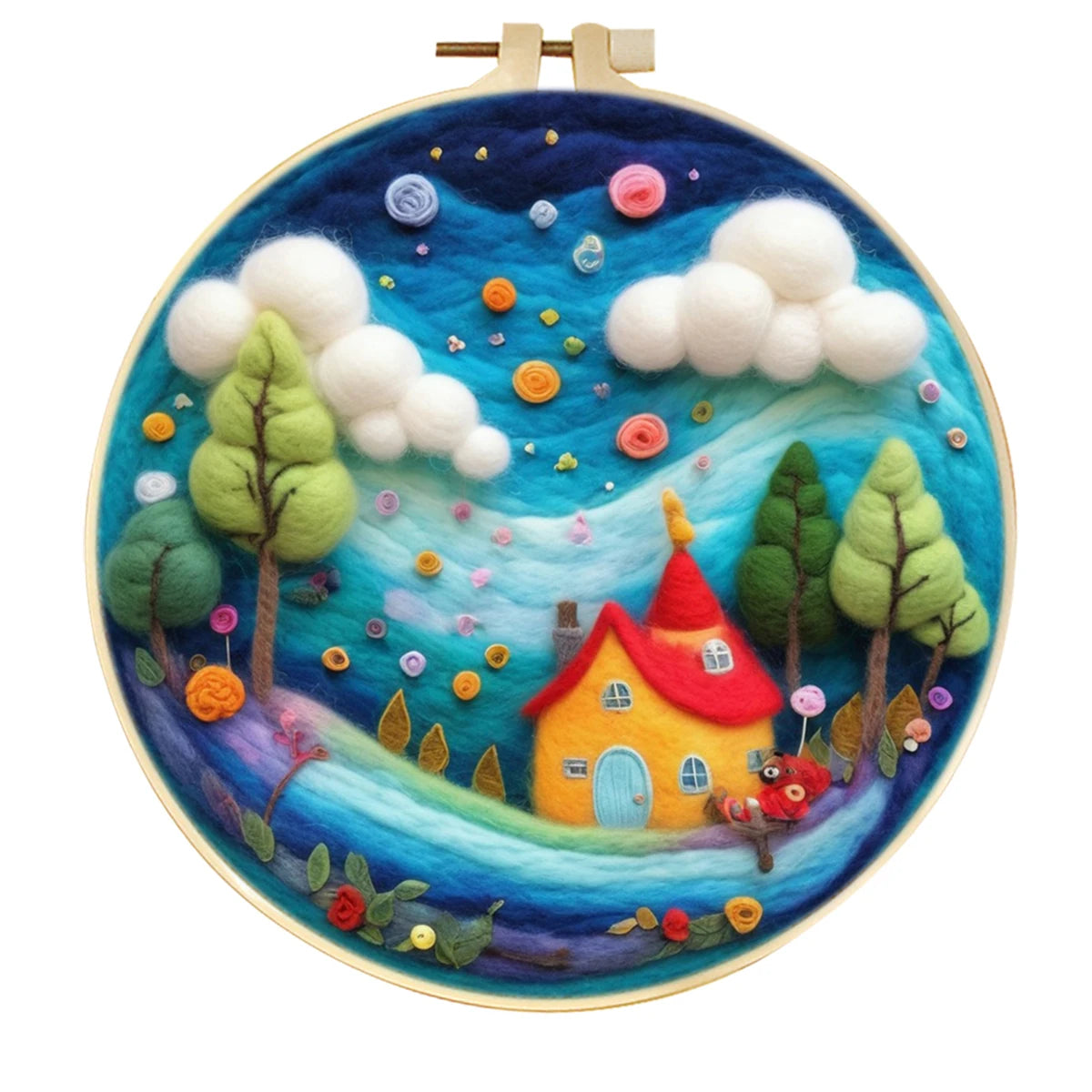 DIY Wool Felting Painting Kit - Colorful Mountains