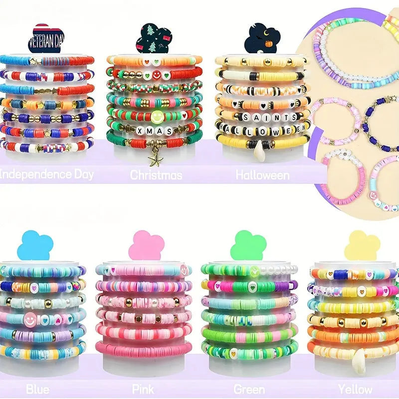 Rainbow Color Clay Beads Bracelet Making Kit