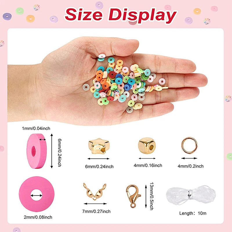 Rainbow Color Clay Beads Bracelet Making Kit