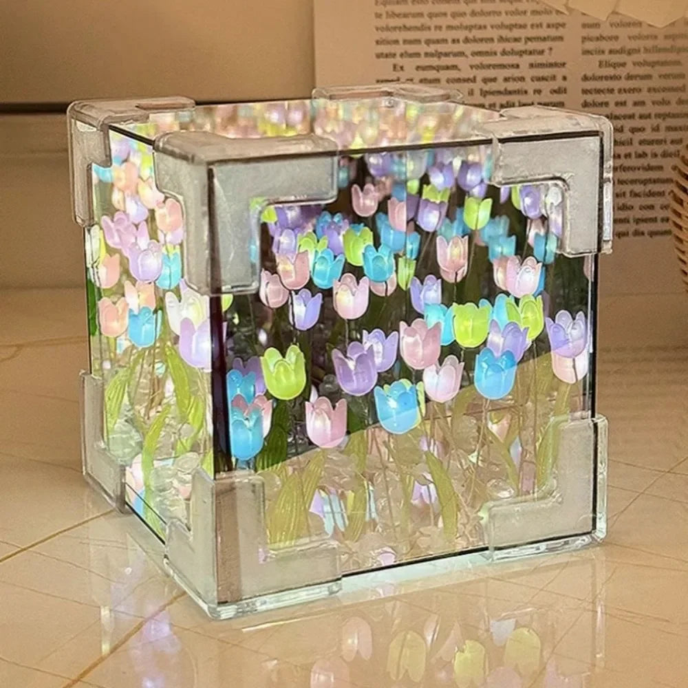 DIY Tulip Mirror Cube Night Lamp
