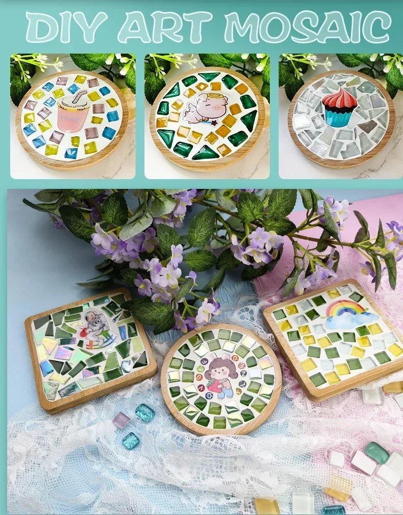 Handmade DIY Mosaic Cup Mat Bamboo Coaster