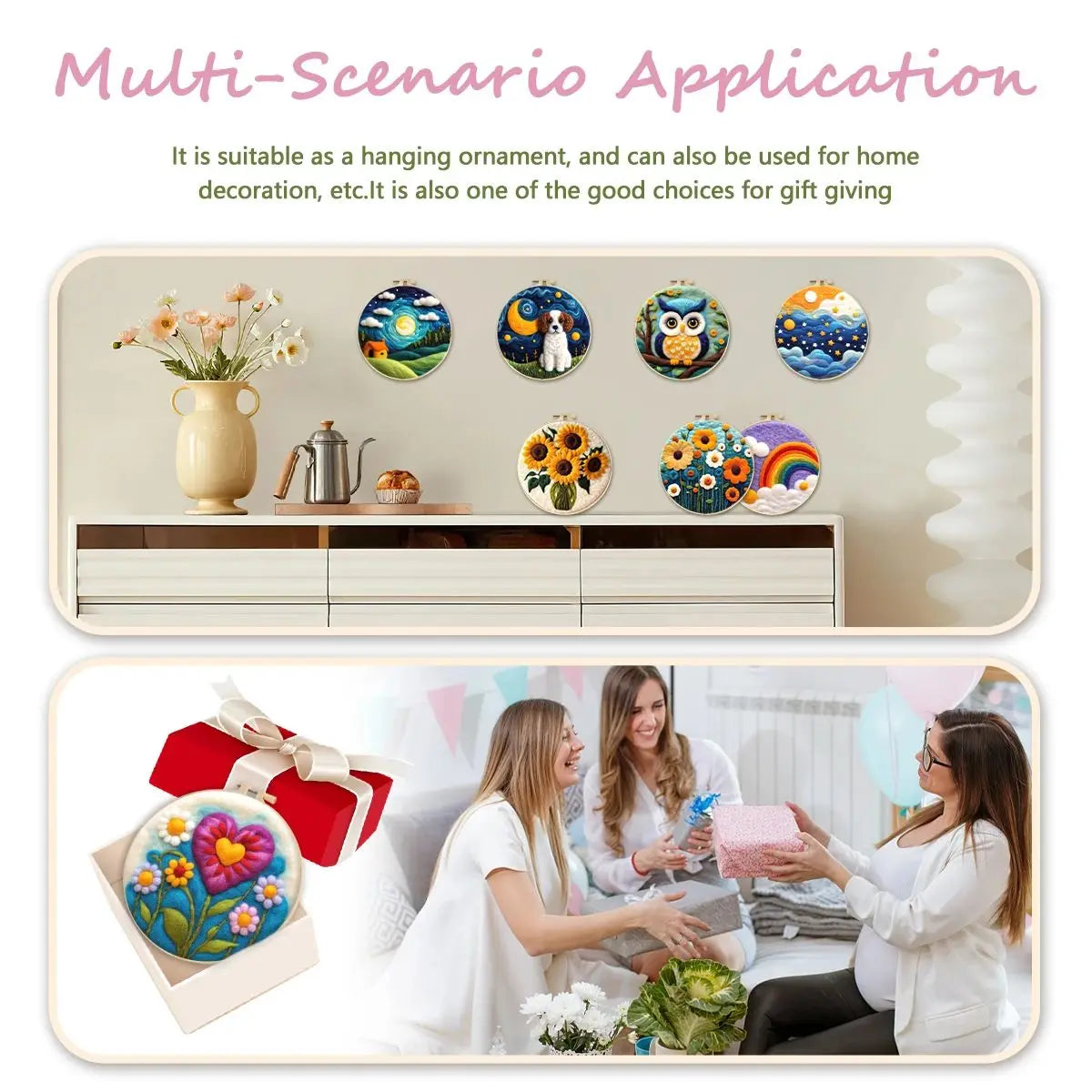 DIY Wool Felting Painting Kit - Colorful Mountains