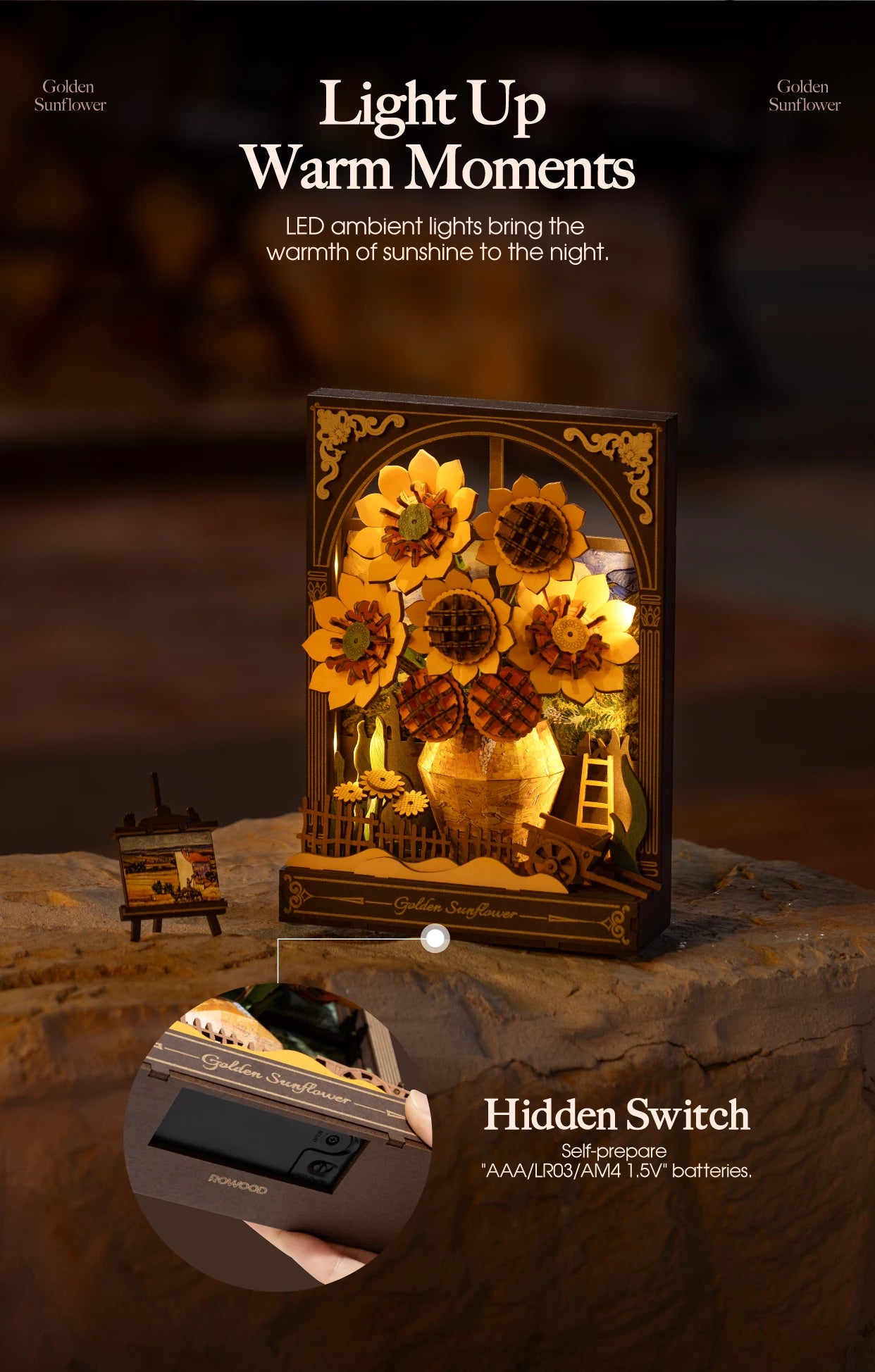 Robotime Glittering Water Lily 3D Wooden Puzzle with LED Light