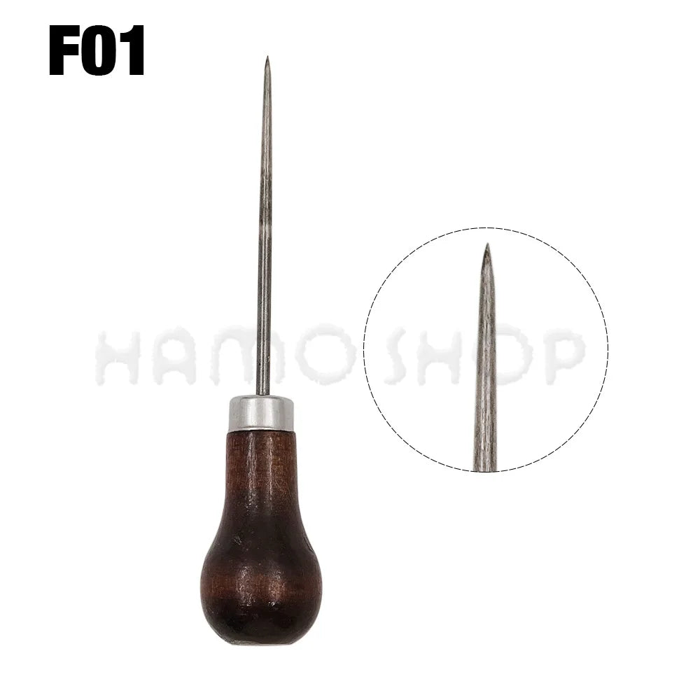 Wooden Handle Awl Sewing Stitching Tool