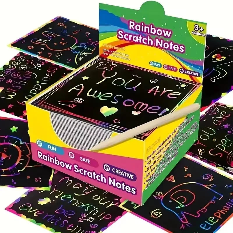 125 Rainbow Scratch-Off Mini Art Notes for Kids