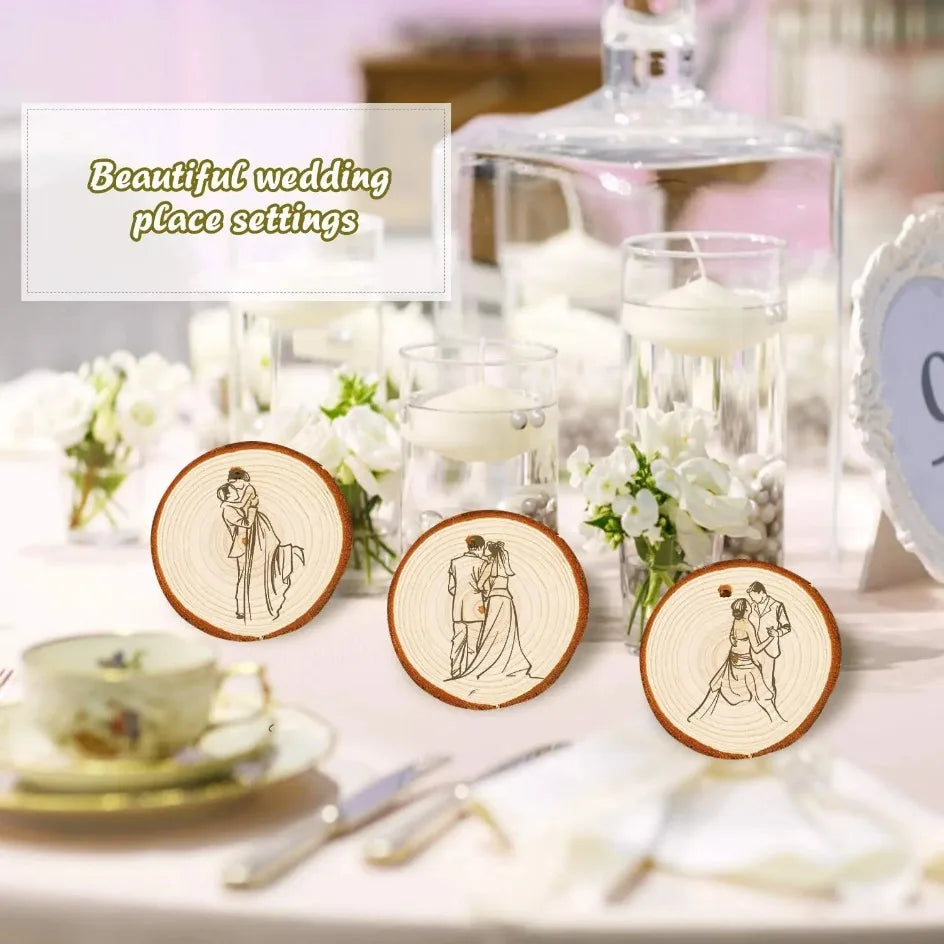 Natural Pine Wood Slices with Bark