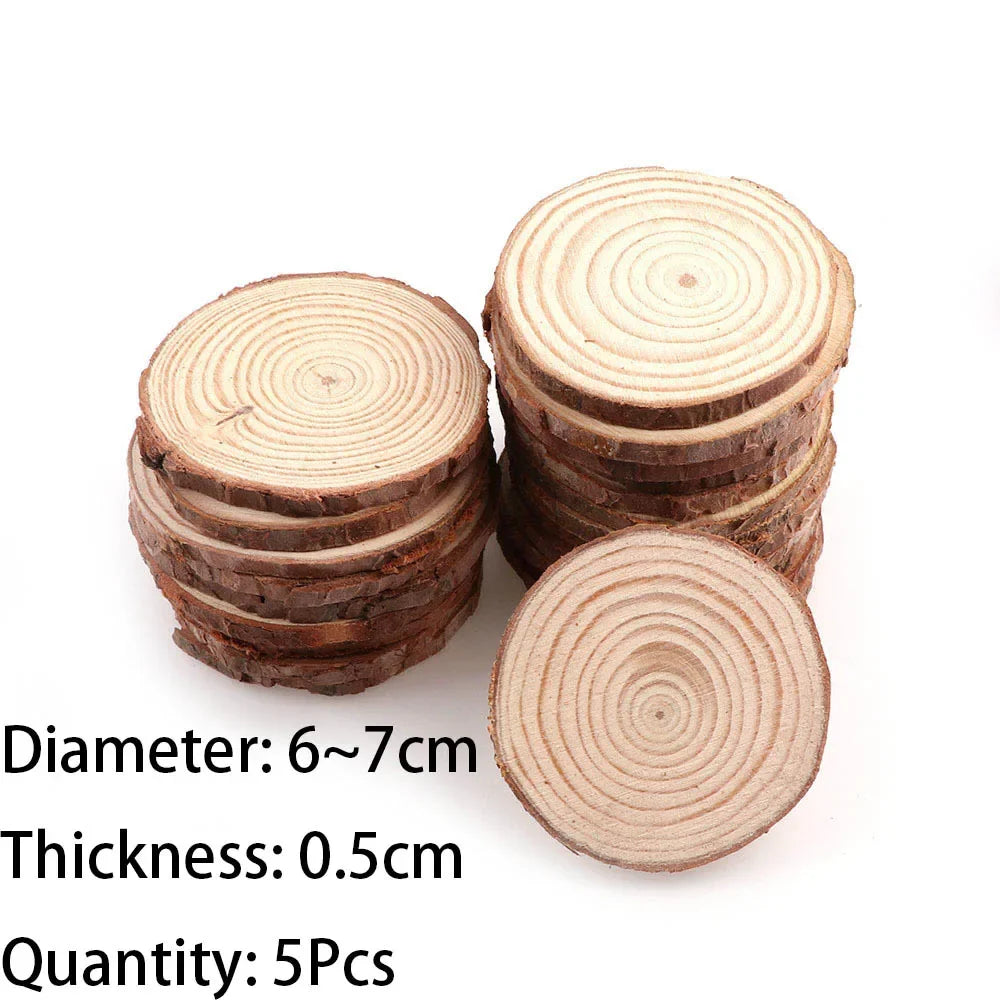 Natural Pine Wood Slices with Bark