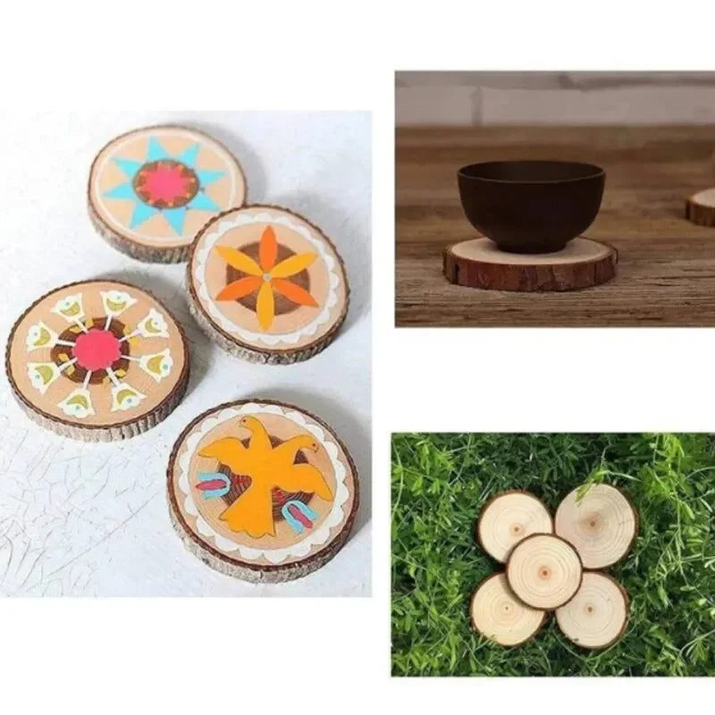Natural Pine Wood Slices with Bark