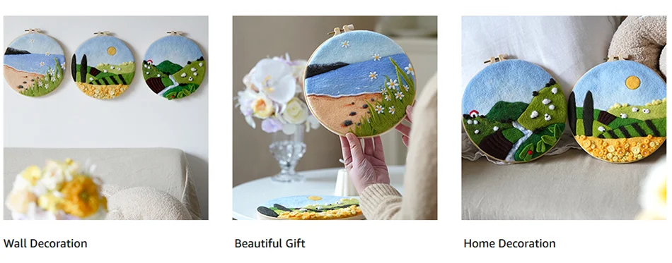 DIY Wool Felting Painting Kit - Colorful Mountains