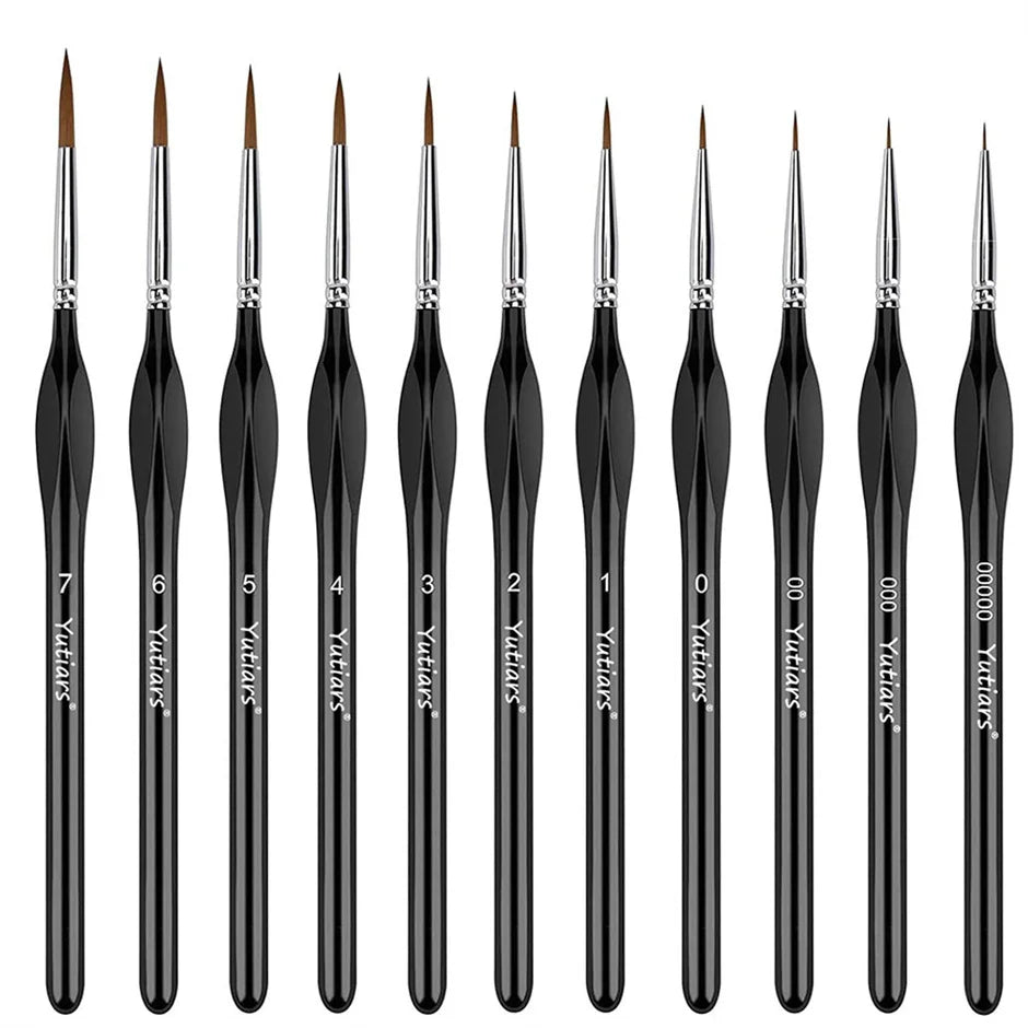 11-Piece Mini Fine Tip Paint Brush Set