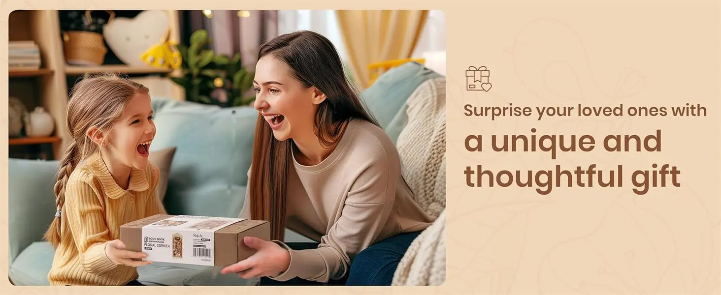 Robotime Floral Corner Book Nook Kit with LED Lights