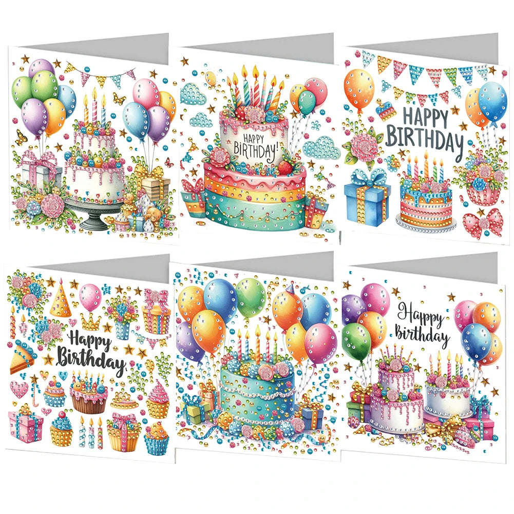 6pcs 5D Rhinestone Diamond Painting Card Kits