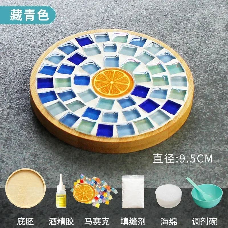Handmade DIY Mosaic Cup Mat Bamboo Coaster