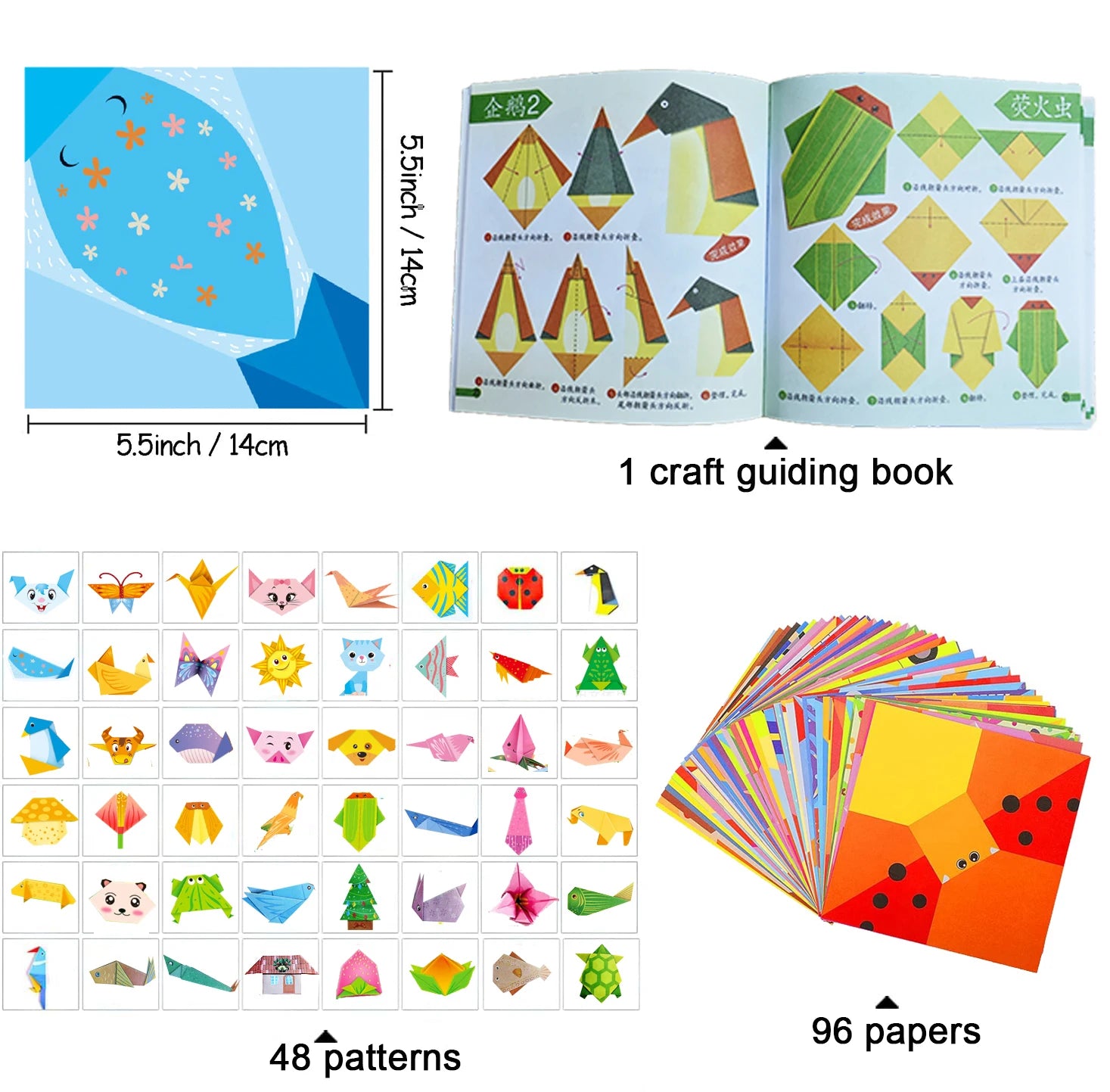 Origami Kit with 30/96 Sheets and Guiding Book