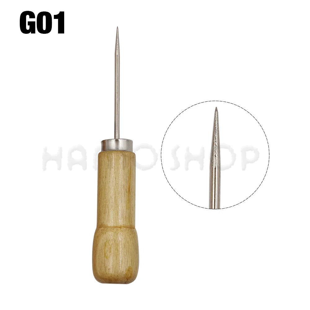 Wooden Handle Awl Sewing Stitching Tool
