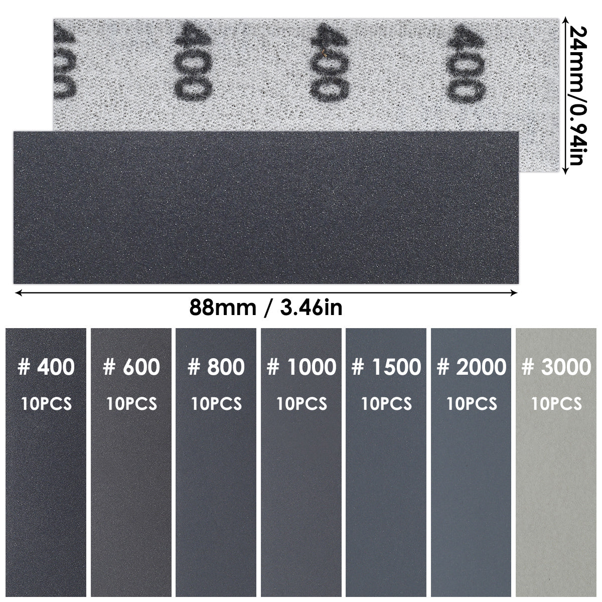 70pcs Mini Hand Sandpaper & Loop Sander Kit