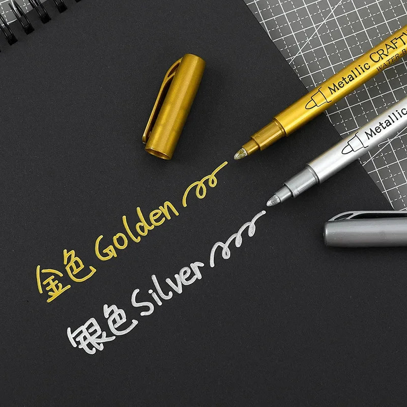 Metallic Brush Marker Pens – Gold & Silver