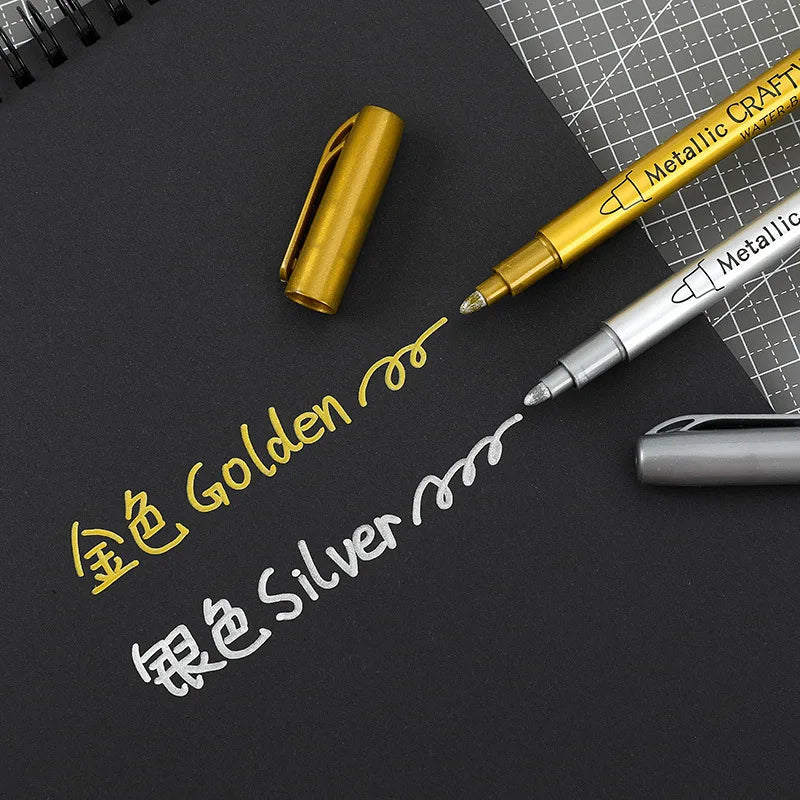 Metallic Brush Marker Pens – Gold & Silver