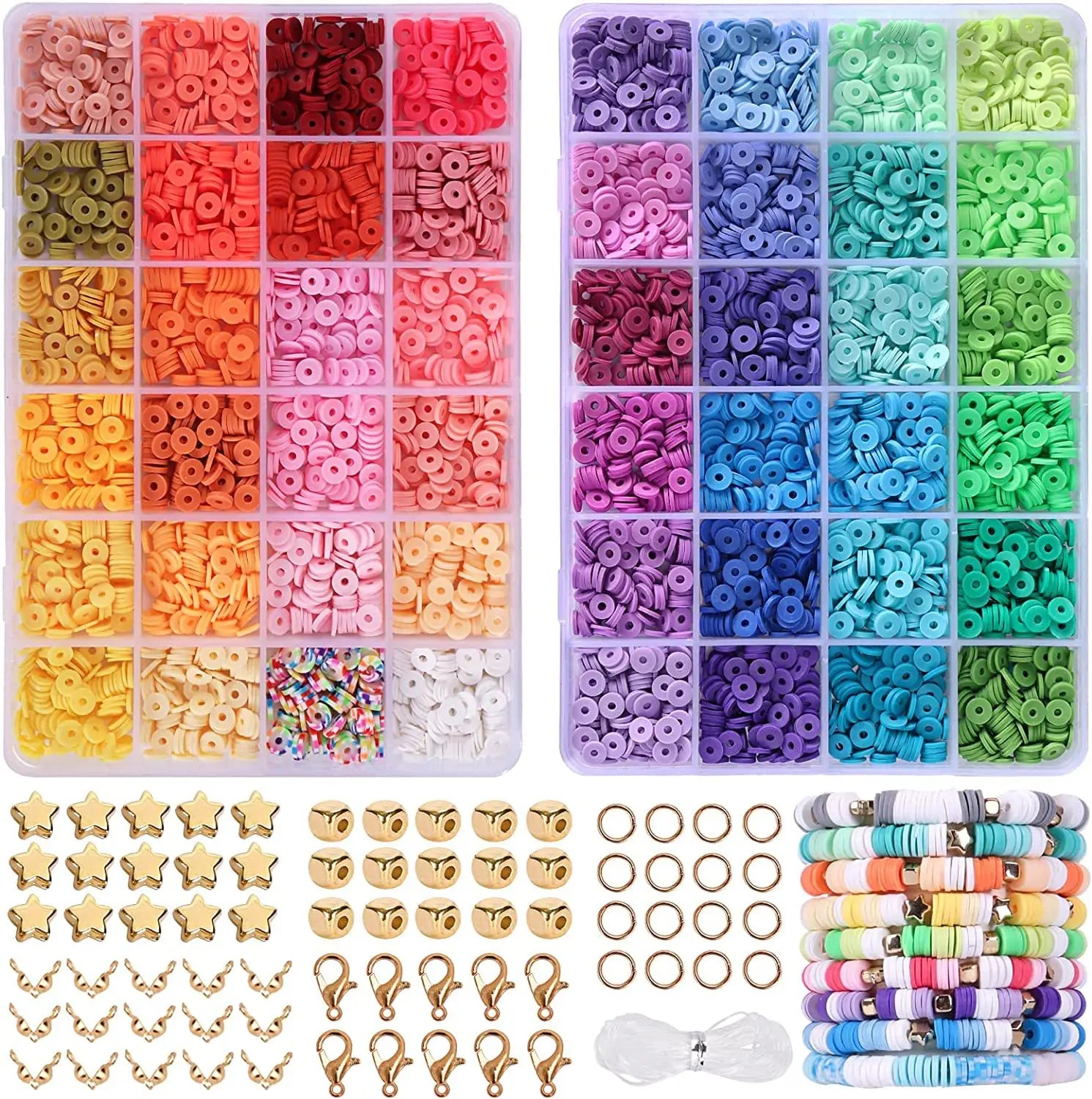 Rainbow Color Clay Beads Bracelet Making Kit