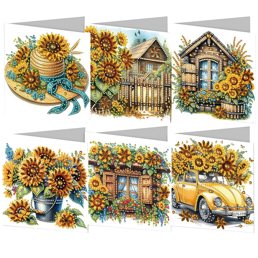 6pcs 5D Rhinestone Diamond Painting Card Kits
