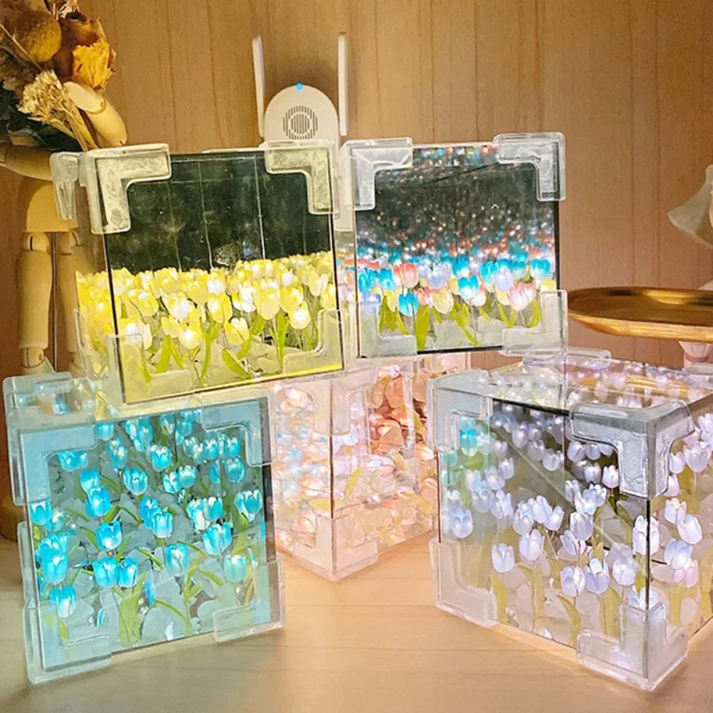 DIY Tulip Mirror Cube Night Lamp
