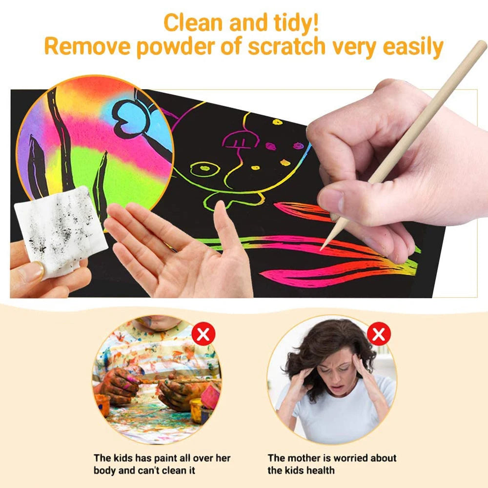 125 Rainbow Scratch-Off Mini Art Notes for Kids