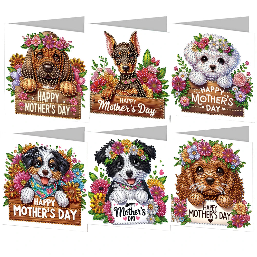 6pcs 5D Rhinestone Diamond Painting Card Kits