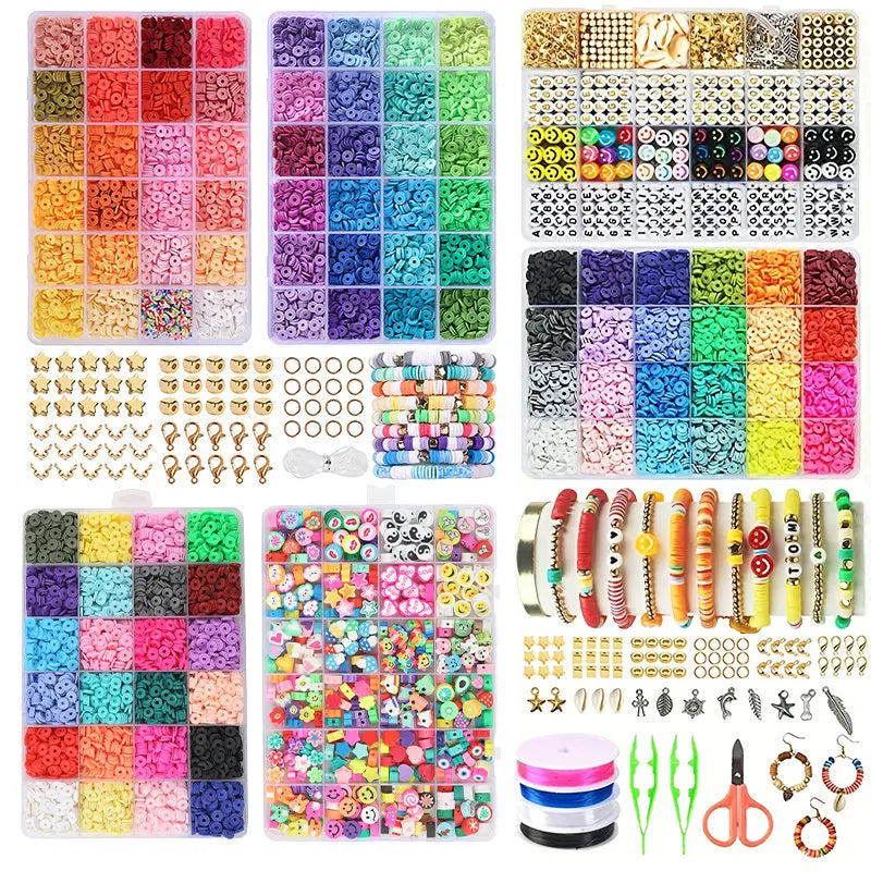 Rainbow Color Clay Beads Bracelet Making Kit
