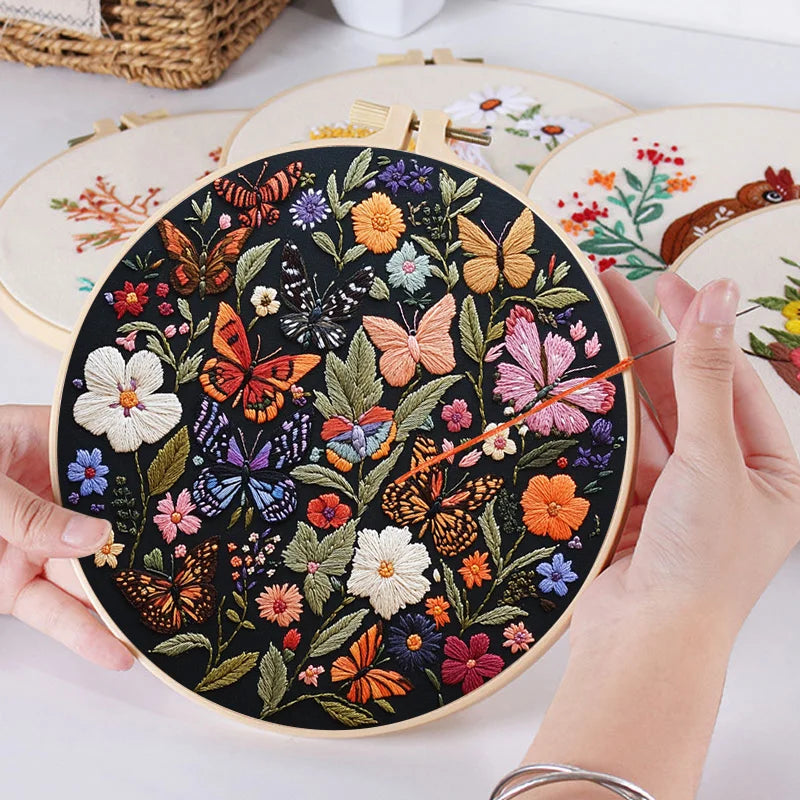 Flower & Butterfly Embroidery Kit for Beginners