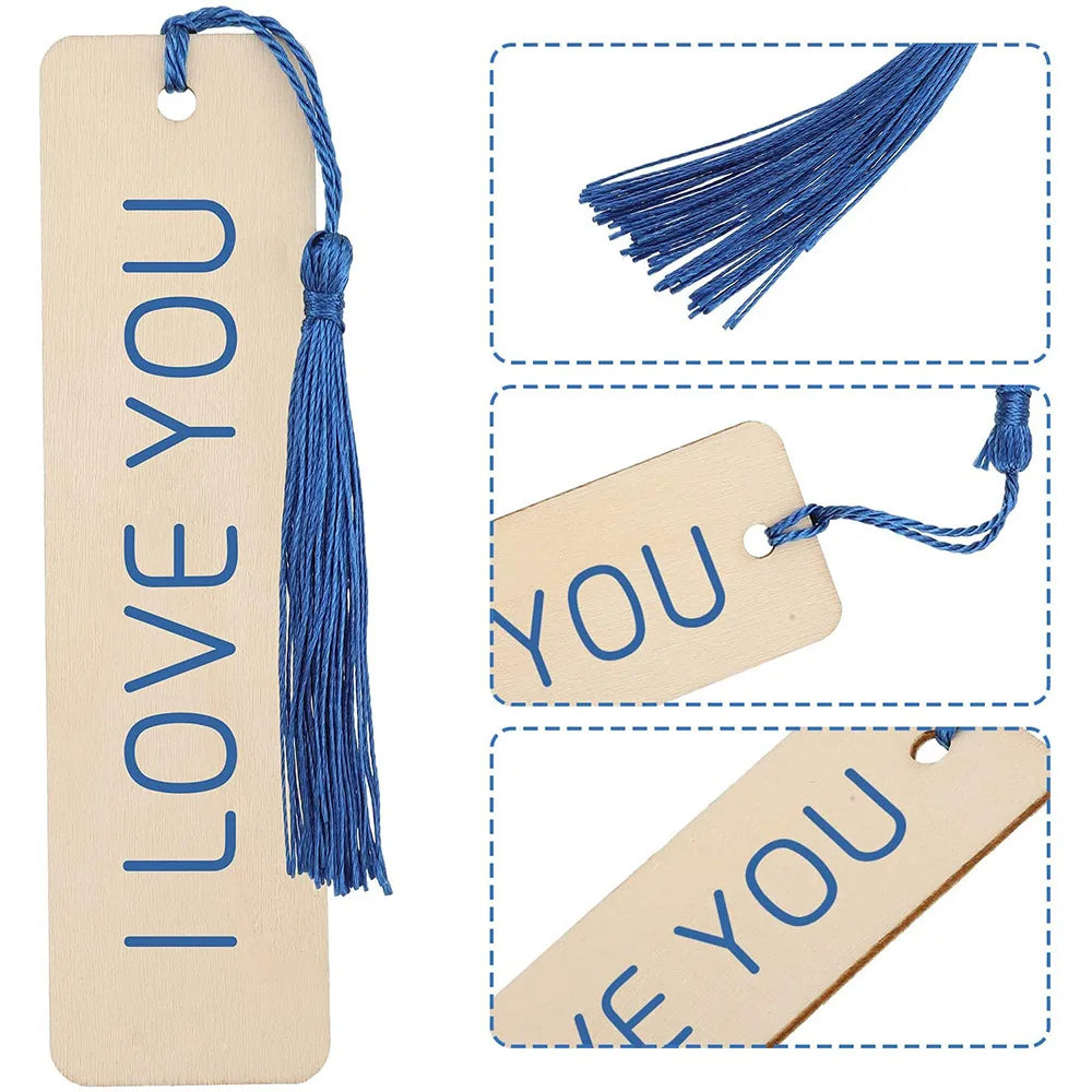 Wood Bookmark Bulk Set with Tassel Ropes