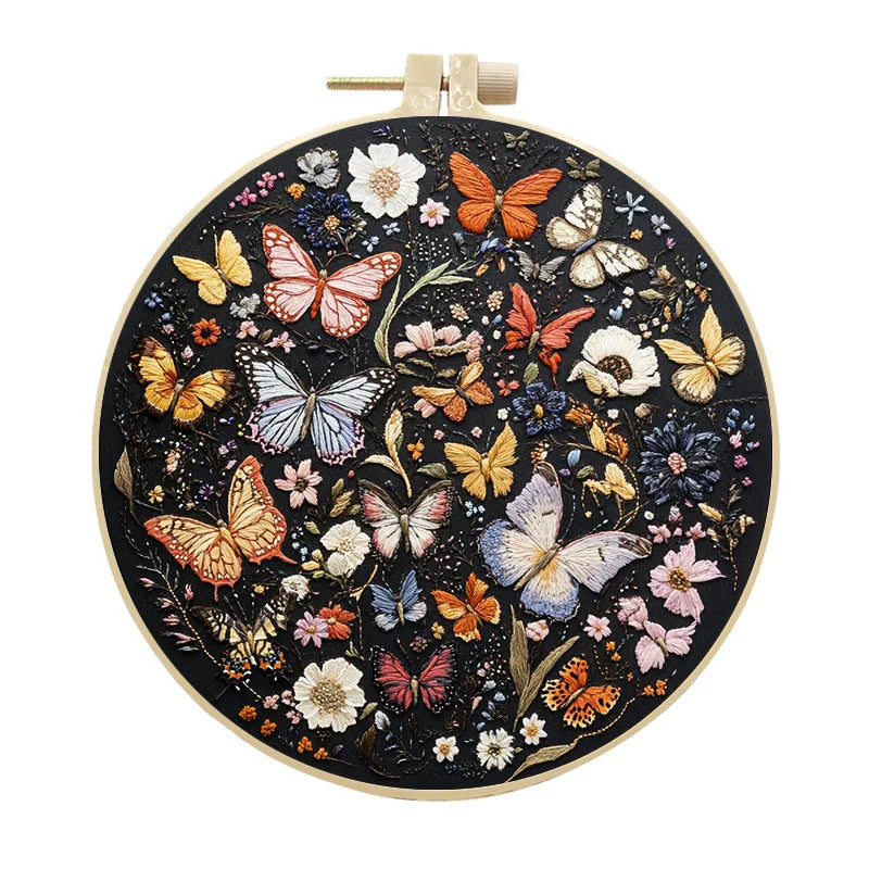 Flower & Butterfly Embroidery Kit for Beginners