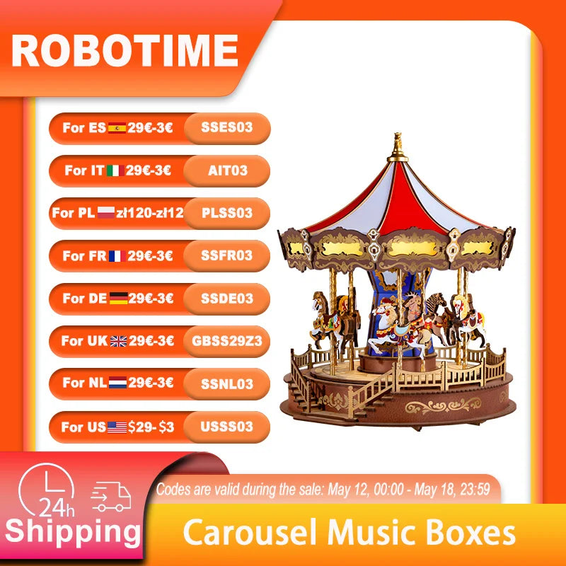 Robotime Rolife Classic Carousel Music Box 3D Puzzle