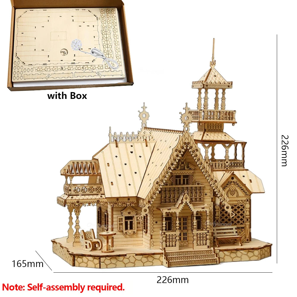 DIY Villa 3D Wooden Model Kit with Light