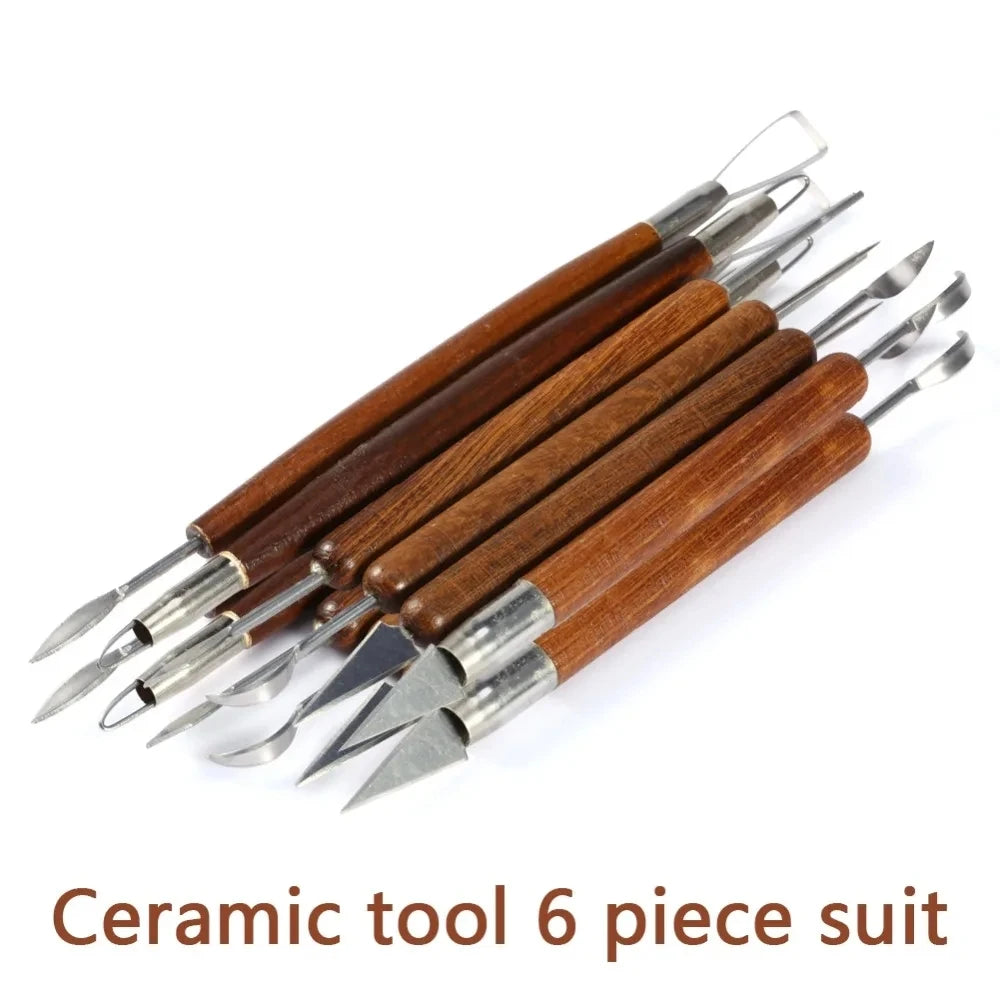 6PCS Sculpting Tool Pottery Wood Handle Set