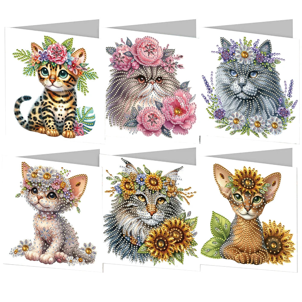 6pcs 5D Rhinestone Diamond Painting Card Kits
