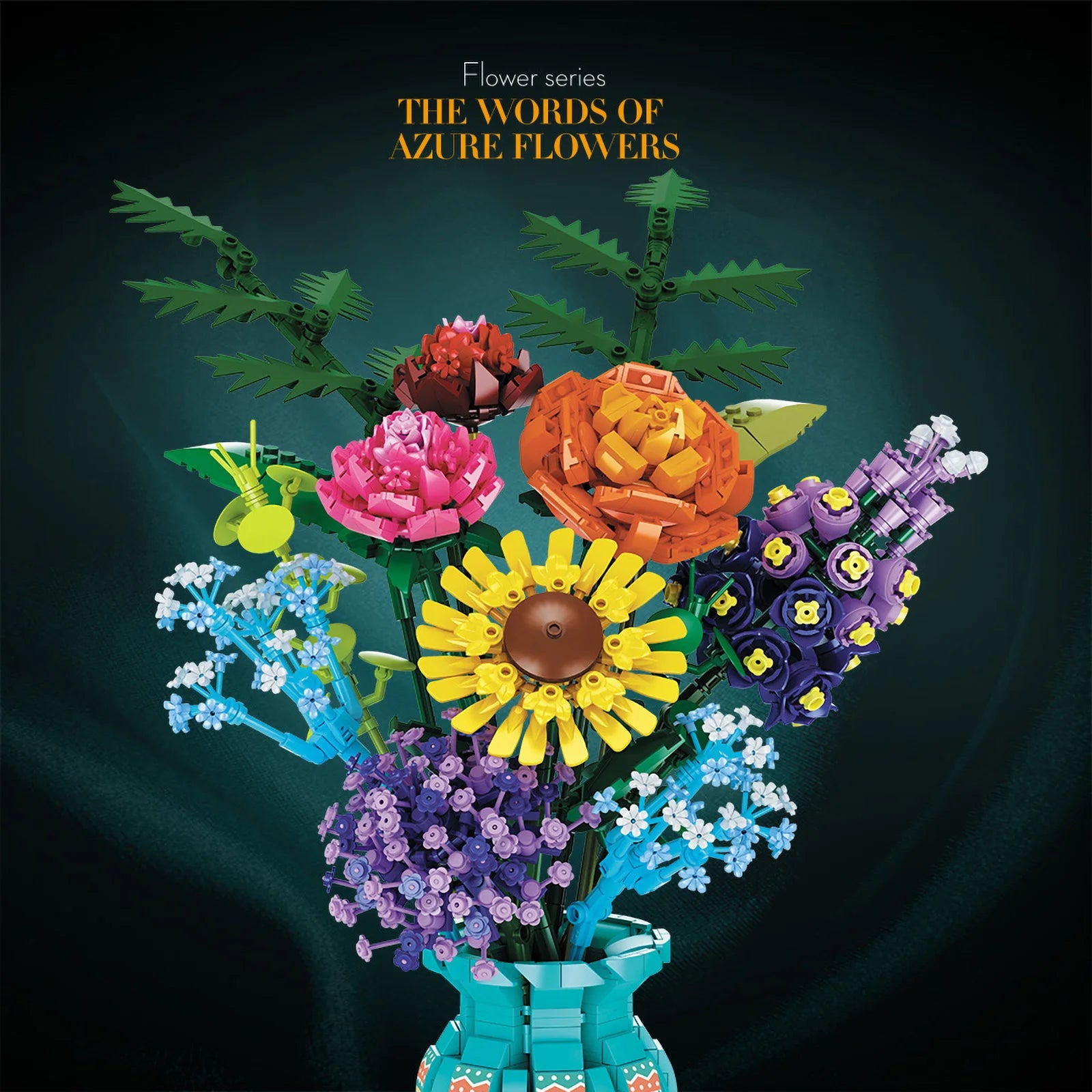 1853PCS Flower Bouquet Building Blocks with Vase