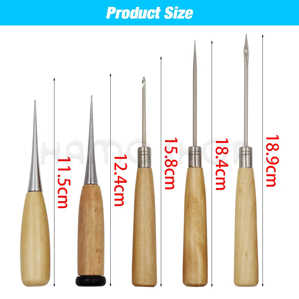 Wooden Handle Awl Sewing Stitching Tool