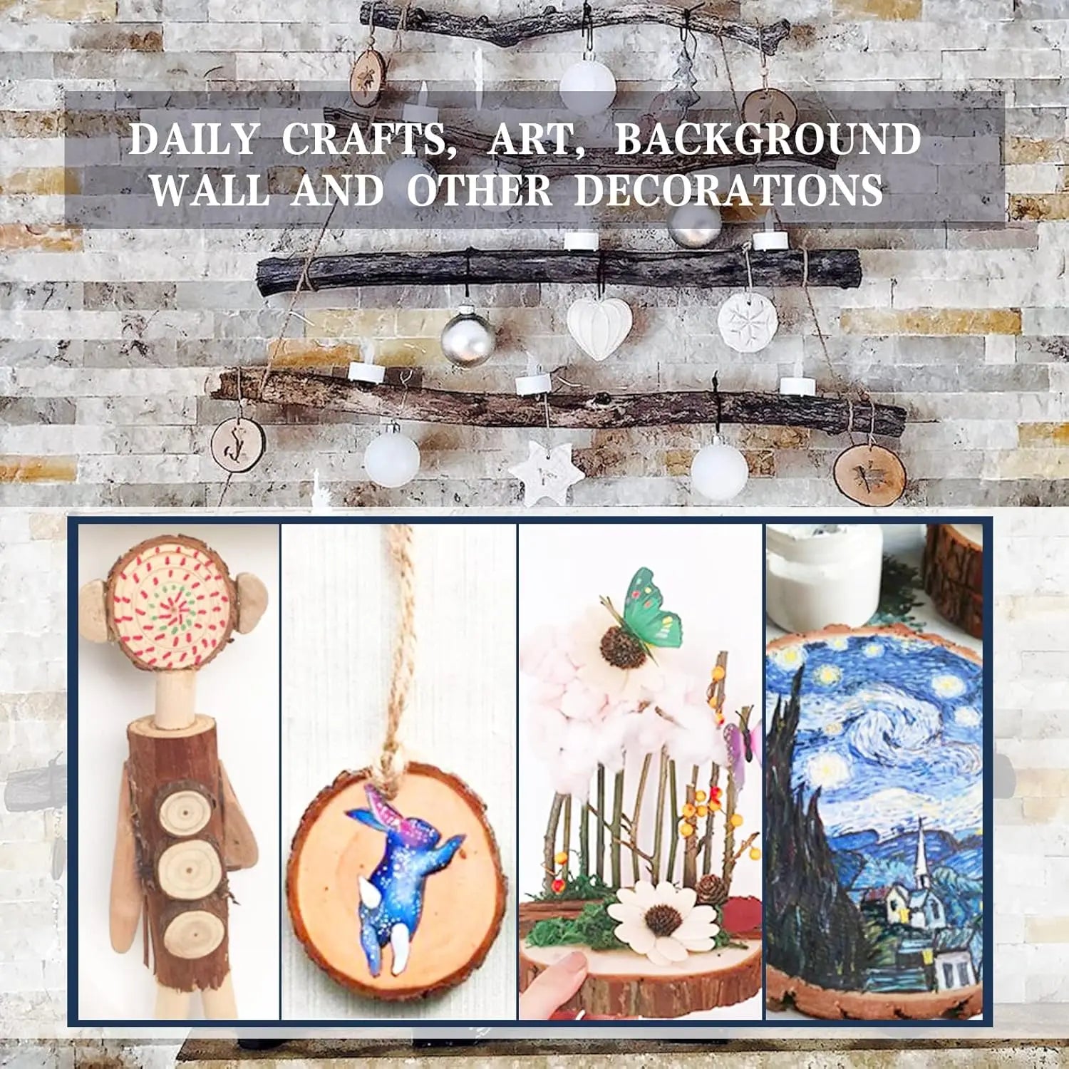 Natural Pine Wood Slices with Bark