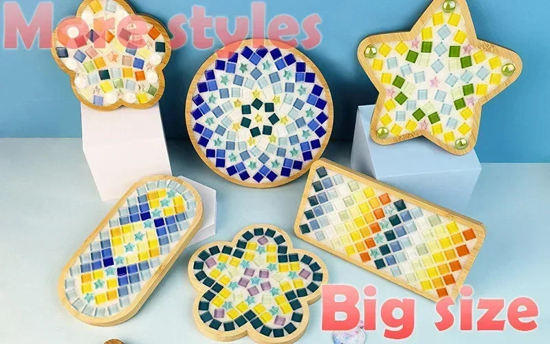 Handmade DIY Mosaic Cup Mat Bamboo Coaster