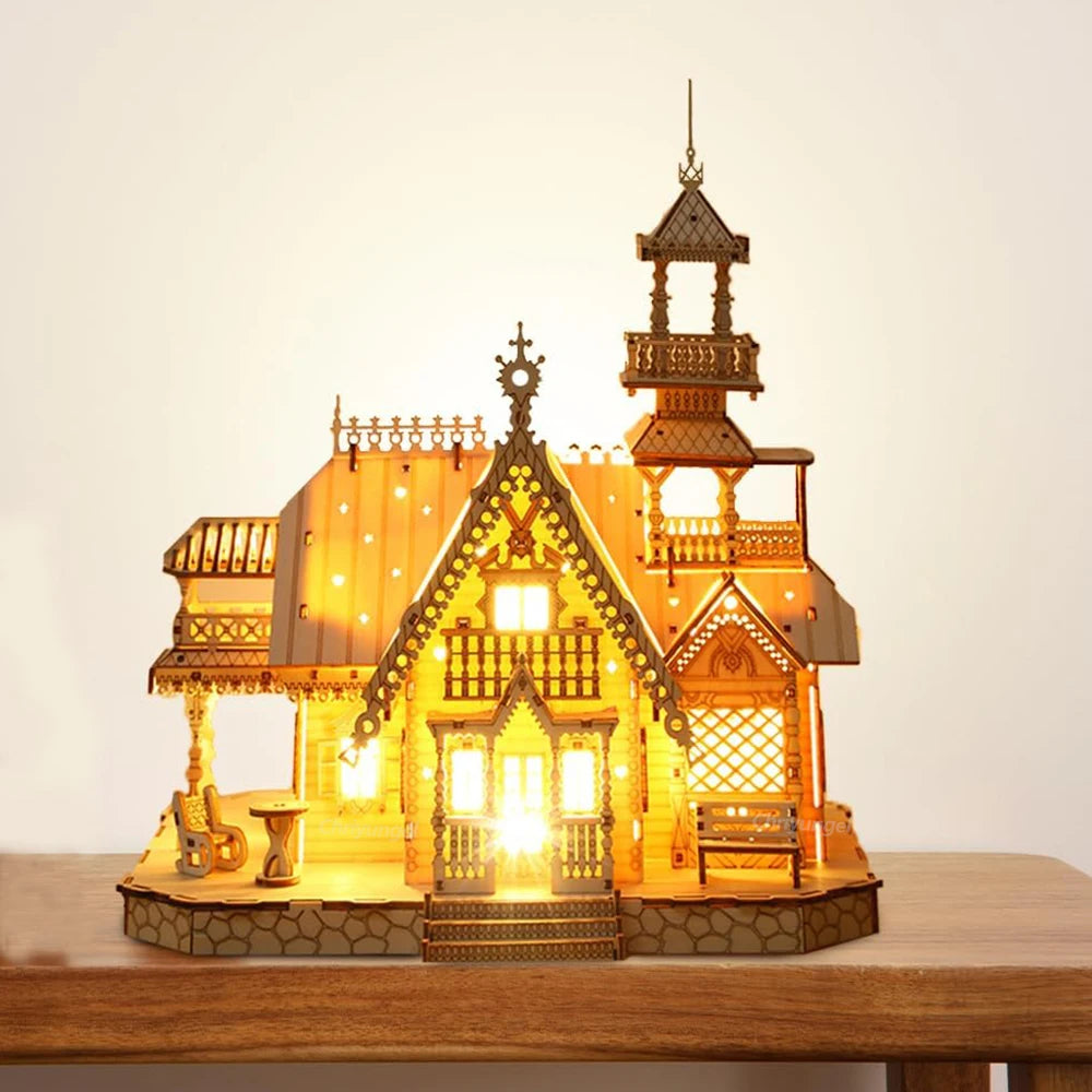 DIY Villa 3D Wooden Model Kit with Light
