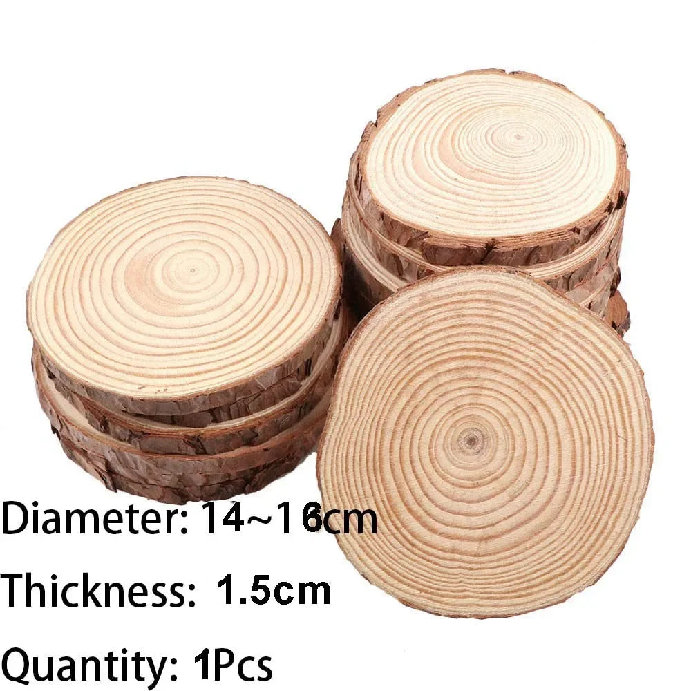 Natural Pine Wood Slices with Bark