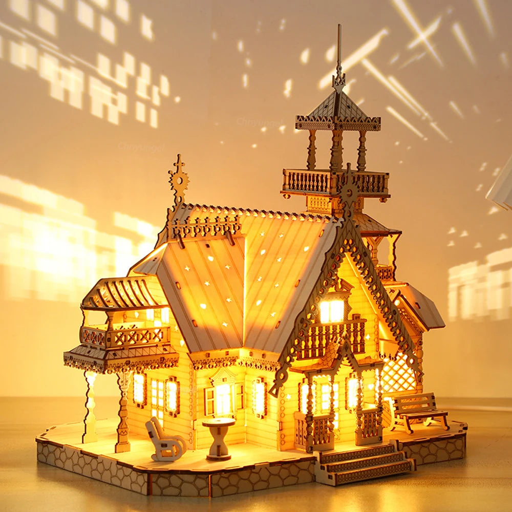 DIY Villa 3D Wooden Model Kit with Light