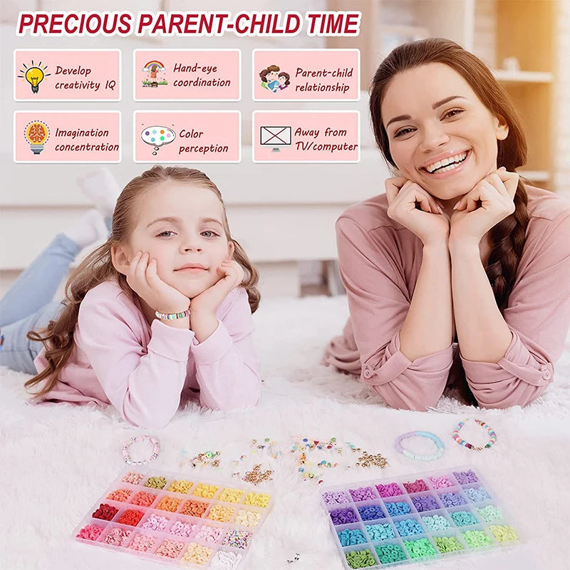 Rainbow Color Clay Beads Bracelet Making Kit