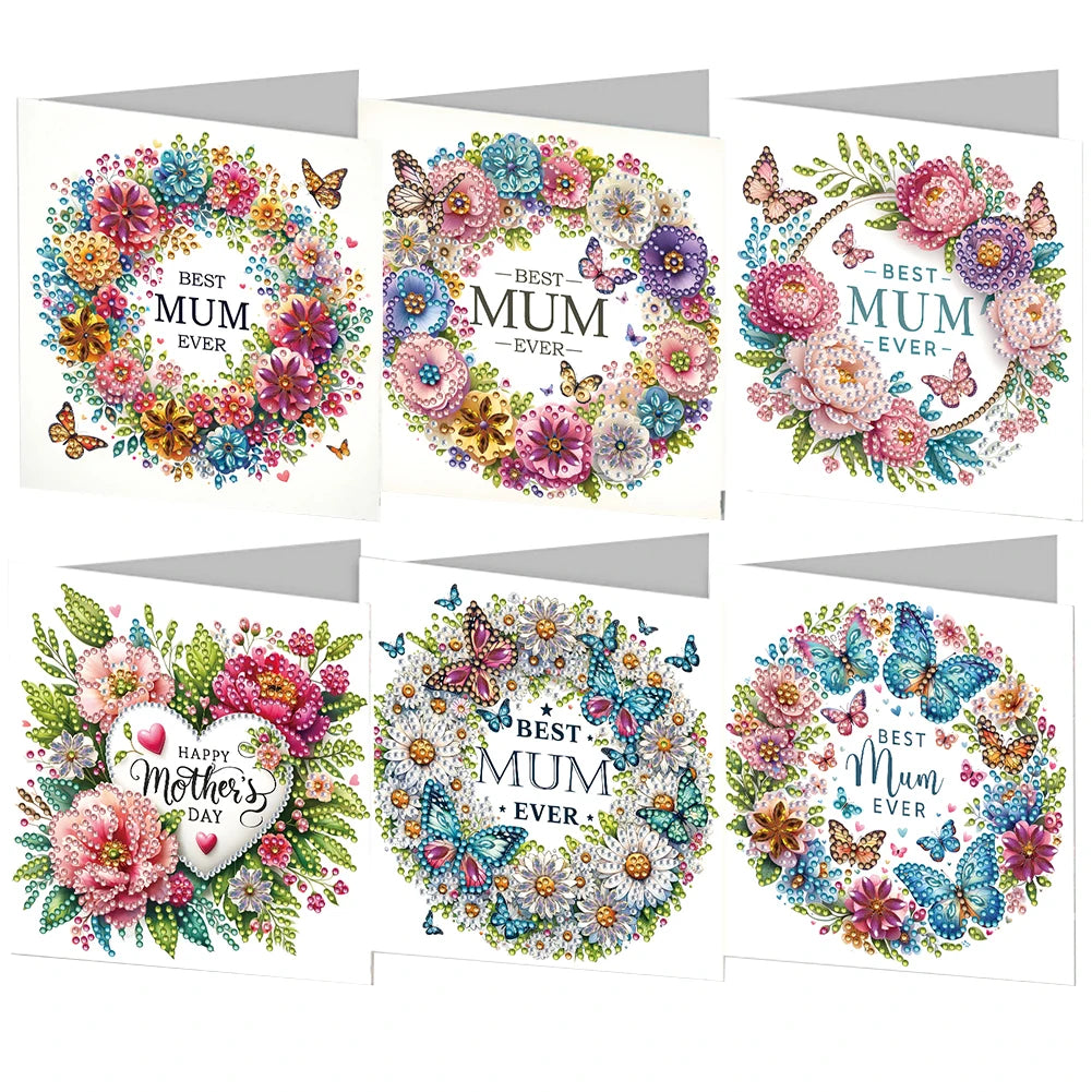 6pcs 5D Rhinestone Diamond Painting Card Kits