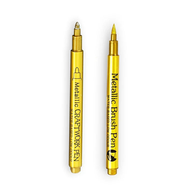 Metallic Brush Marker Pens – Gold & Silver