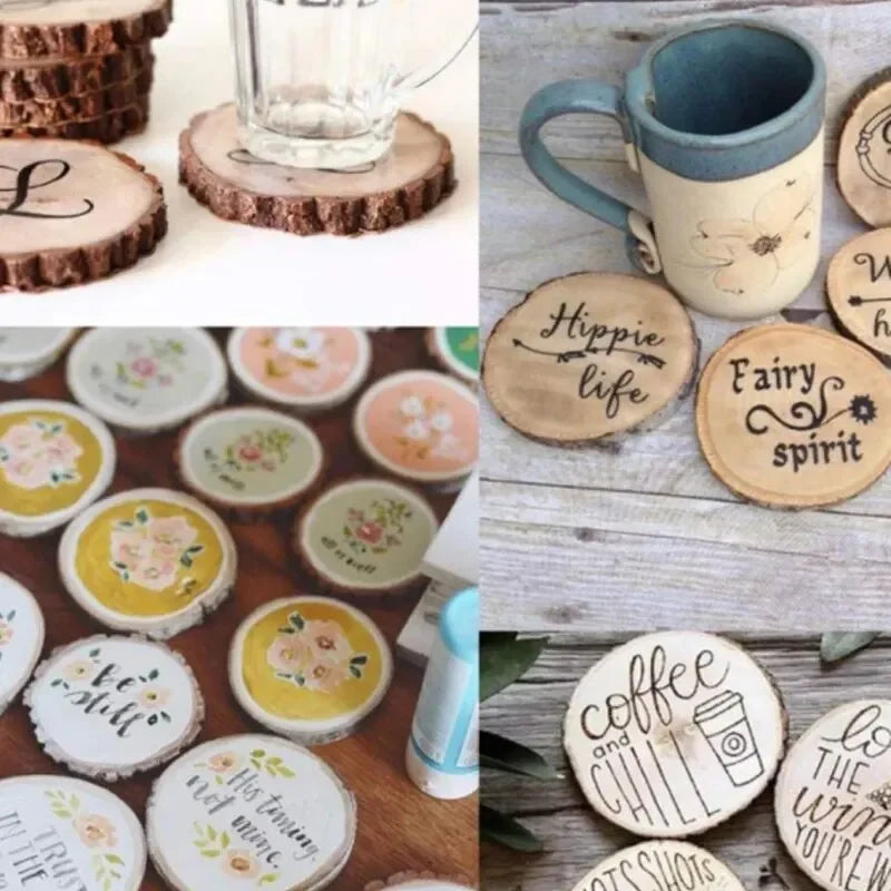 Natural Pine Wood Slices with Bark